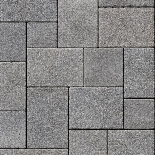 Installed gray concrete pavers