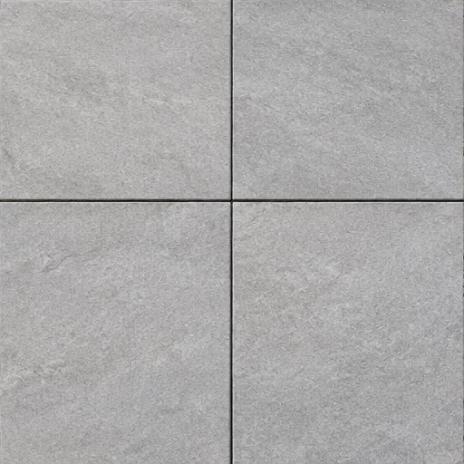 Installed modern gray porcelain pavers
