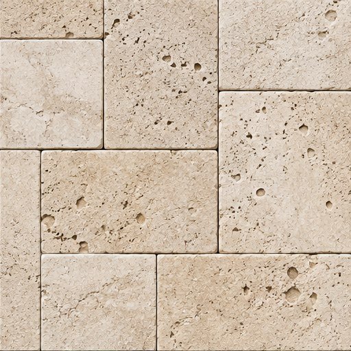 Installed cream travertine pavers