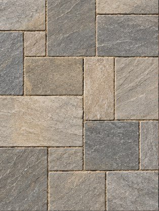 Ashlar modular stone paver pattern close-up