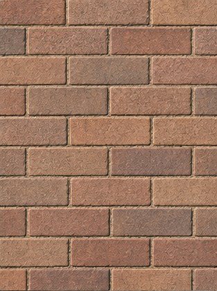 Running bond brick paver pattern close-up